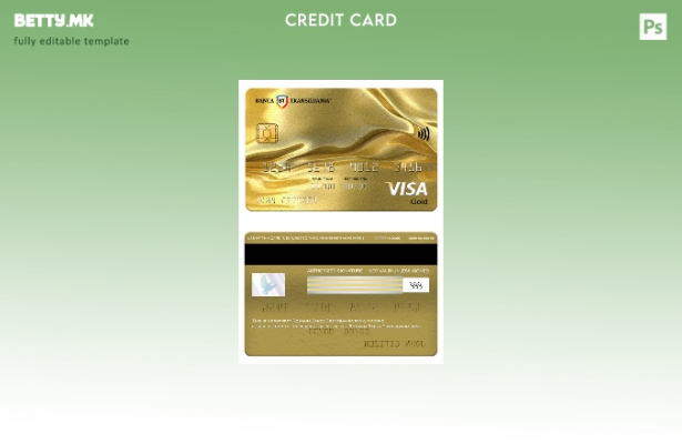 Шаблон за златна картичка за виза банка во модерен стил Романија Banca Transilva